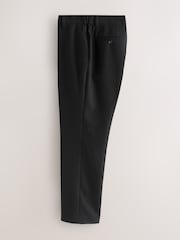 Black Regular Fit Smart Textured Trousers With Stretch Waistband - Image 9 of 10