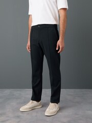 Azul marinho - Smart Elasticated Waistband Trousers With Wool Content - Imagem 1 de 9