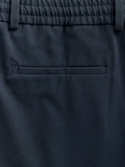 Navy Blue Slim Fit Smart Stretch Trousers With Internal Drawcord - Image 10 of 11