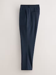 Navy Blue Slim Fit Smart Stretch Trousers With Internal Drawcord - Image 2 of 6