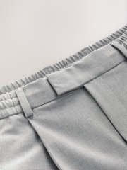 Light Grey Slim Fit Smart Stretch Trousers With Internal Drawcord - Image 3 of 5