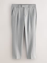 Light Grey Slim Fit Smart Stretch Trousers With Internal Drawcord - Image 6 of 10
