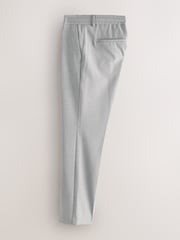 Light Grey Slim Fit Smart Stretch Trousers With Internal Drawcord - Image 7 of 10