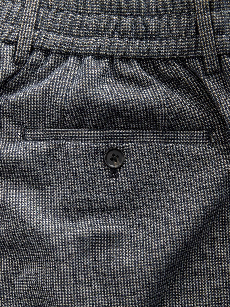 Blue Slim Fit Smart Elasticated Back Textured Trousers with Stretch - Image 5 of 5