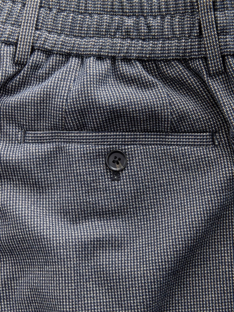 Blue Slim Fit Smart Elasticated Back Textured Trousers with Stretch - Image 8 of 8