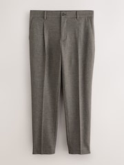 Brown Slim Fit Smart Elasticated Back Textured Trousers with Stretch - Image 1 of 5