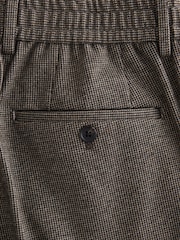 Brown Slim Fit Smart Elasticated Back Textured Trousers with Stretch - Image 10 of 10