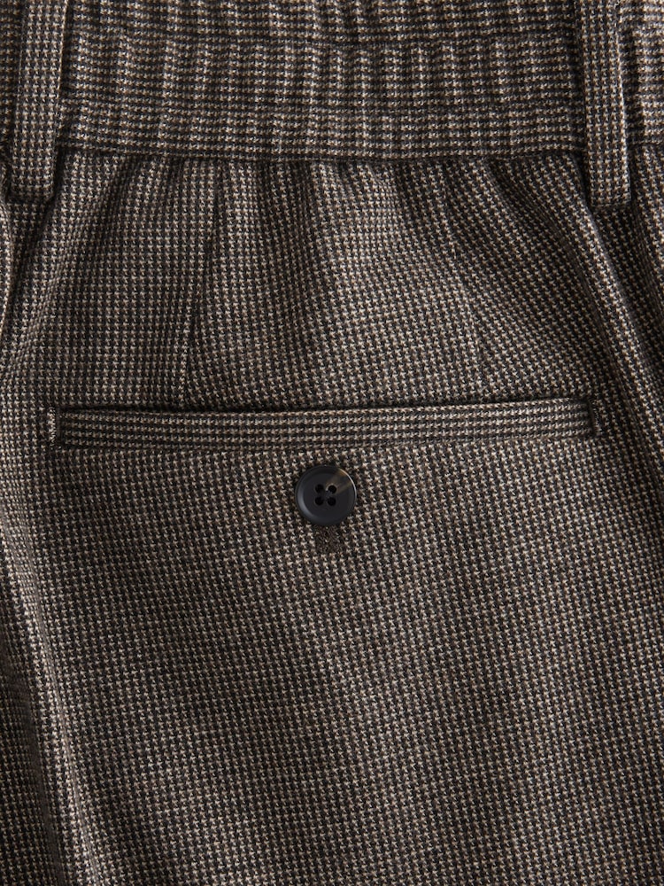 Brown Slim Fit Smart Elasticated Back Textured Trousers with Stretch - Image 10 of 10