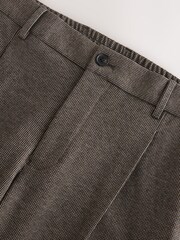 Brown Slim Fit Smart Elasticated Back Textured Trousers with Stretch - Image 4 of 5