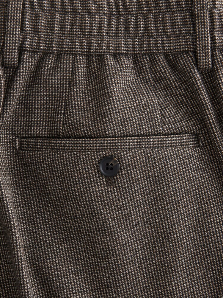 Brown Slim Fit Smart Elasticated Back Textured Trousers with Stretch - Image 5 of 5