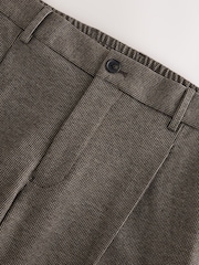 Brown Slim Fit Smart Elasticated Back Textured Trousers with Stretch - Image 9 of 10