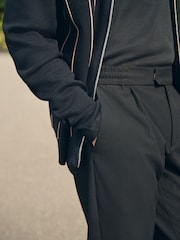 Black Slim Fit Smart Stretch Trousers With Internal Drawcord - Image 5 of 11