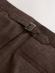 Brown Regular Fit Smart Wool Blend Trousers With Linen and Functional Side Adjusters - Image 11 of 14