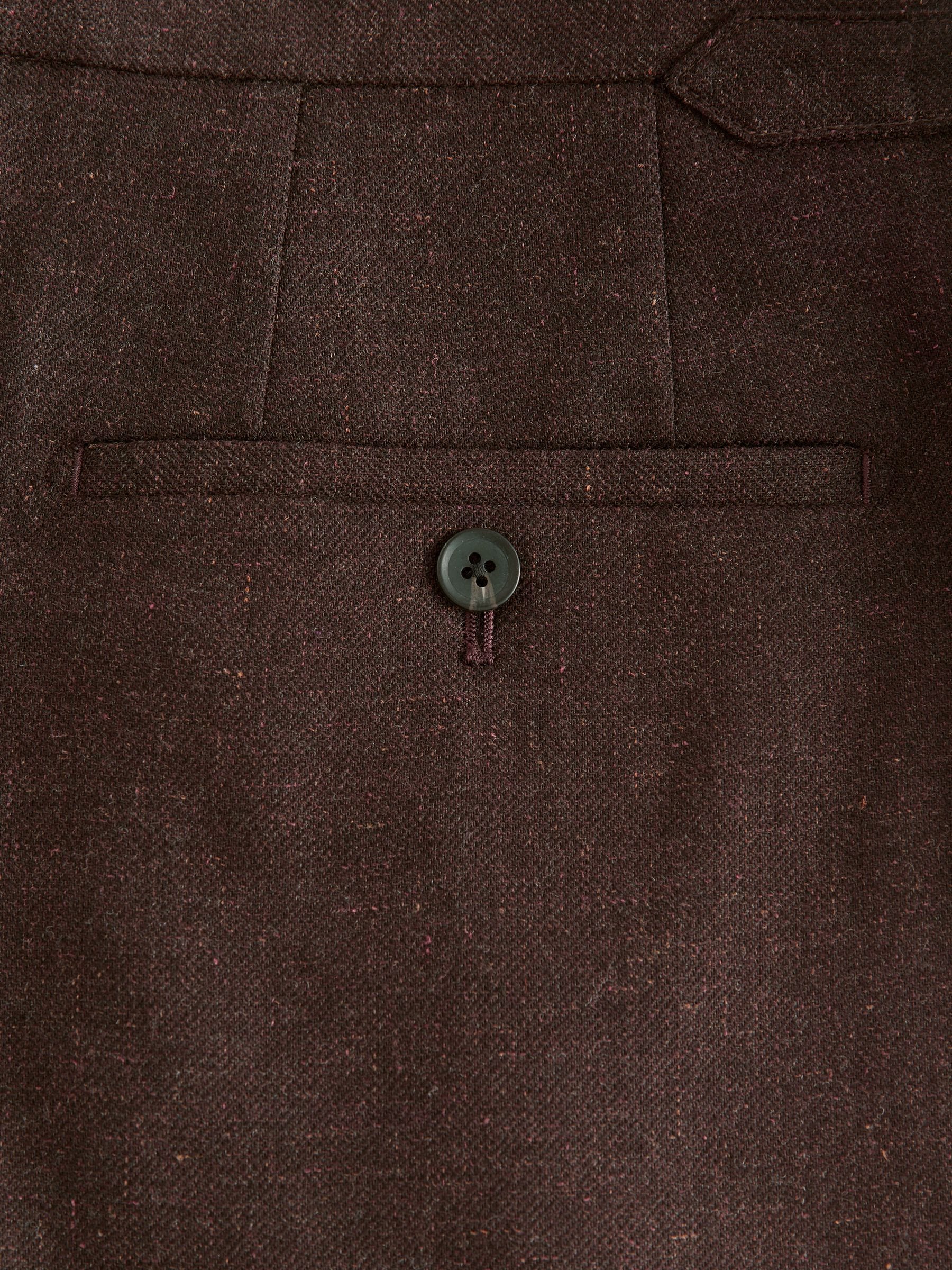 Buy Brown Regular Fit Smart Wool Blend Trousers With Linen and