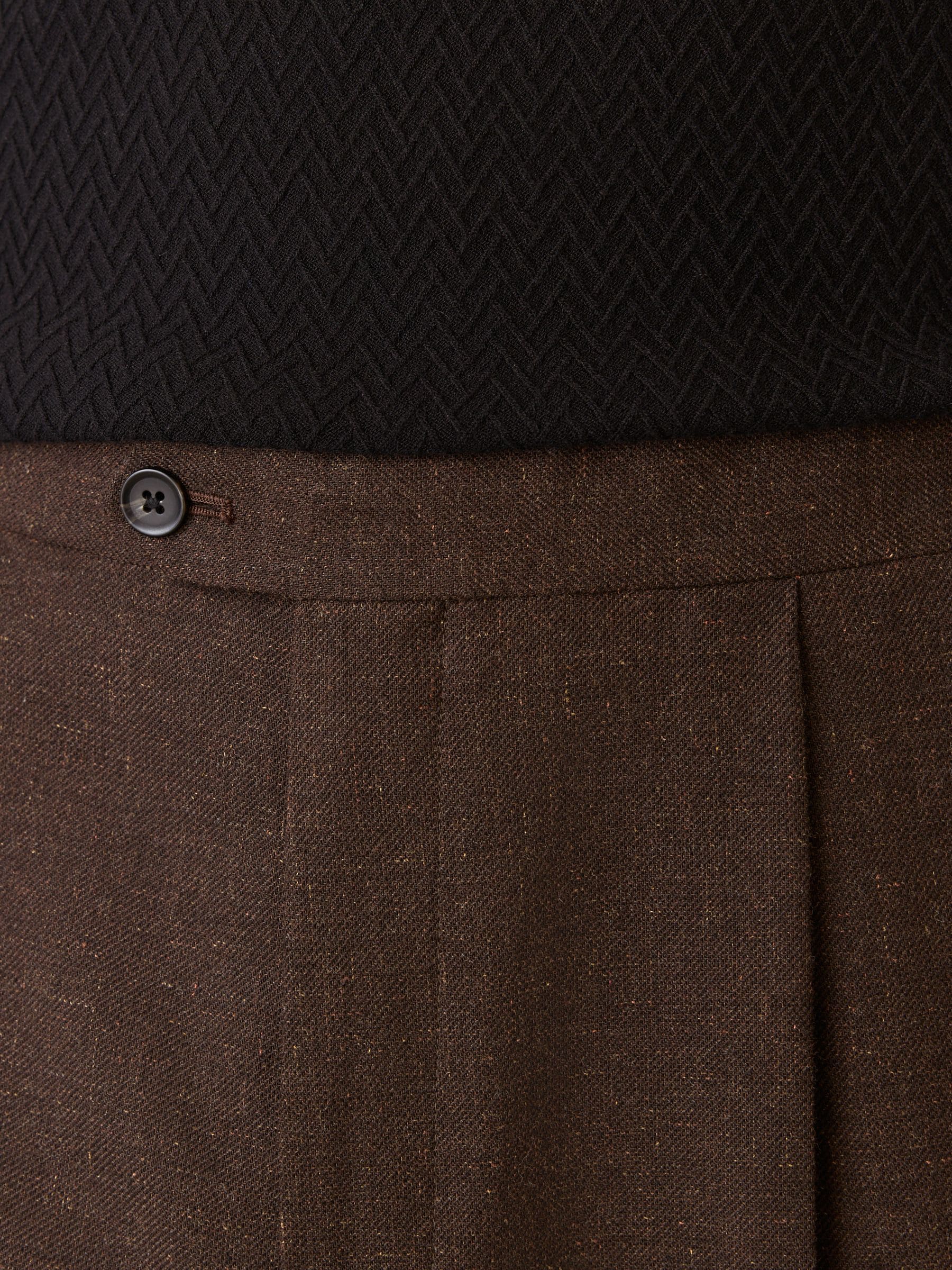 Buy Brown Regular Fit Smart Wool Blend Trousers With Linen and