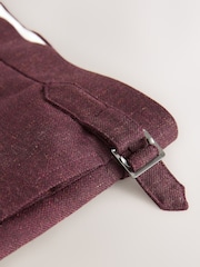 Burgundy Red Regular Fit Smart Wool Blend Trousers With Linen and Functional Side Adjusters - Image 13 of 14
