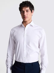 MOSS White Regular Fit Double Cuff Dobby Stretch Shirt - Image 1 of 5