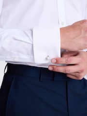 MOSS White Regular Fit Double Cuff Dobby Stretch Shirt - Image 3 of 5