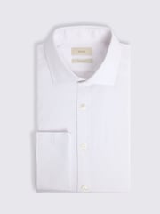 MOSS White Regular Fit Double Cuff Dobby Stretch Shirt - Image 4 of 5