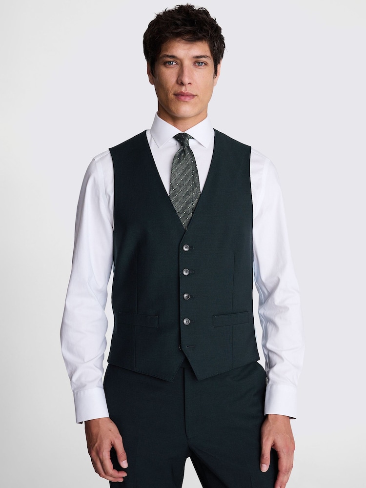 MOSS Bottle Green Tailored Fit Performance Suit Waistcoat - Image 1 of 3