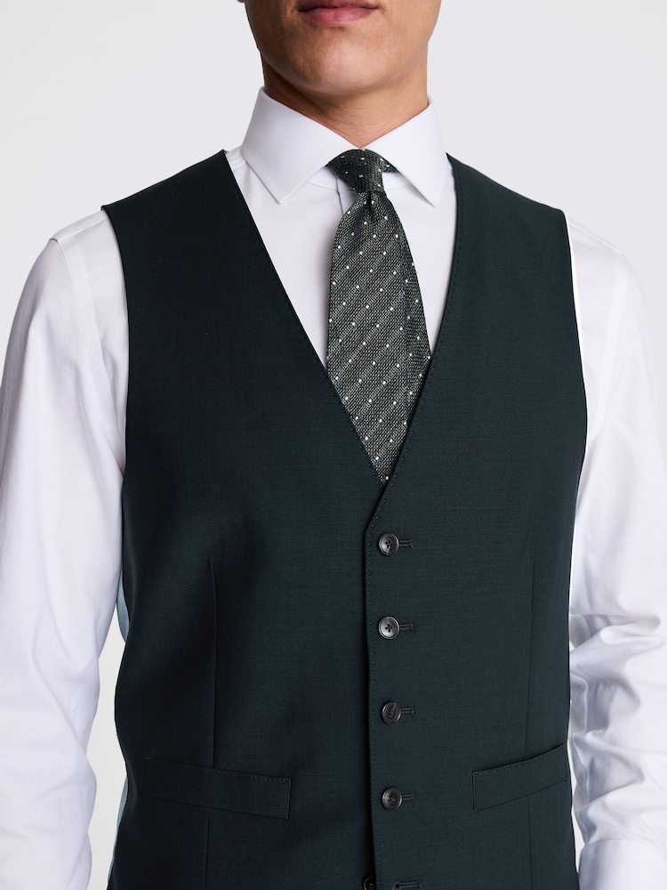 MOSS Bottle Green Tailored Fit Performance Suit Waistcoat - Image 3 of 3