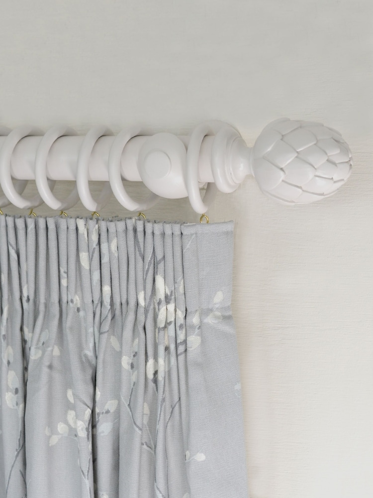 Laura Ashley Grey 40mm Wood Artichoke Curtain Pole - Image 1 of 2 Laura Ashley Grey 40mm Wood Artichoke Curtain Pole - Image 1 of 2