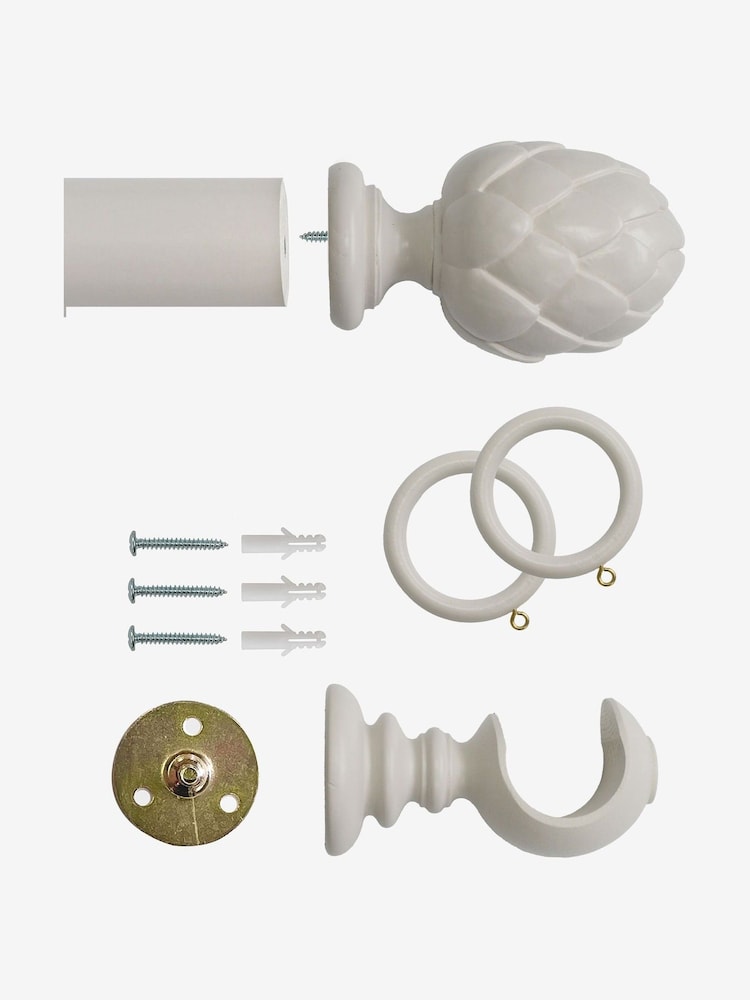 Laura Ashley Grey 40mm Wood Artichoke Curtain Pole - Image 2 of 2 Laura Ashley Grey 40mm Wood Artichoke Curtain Pole - Image 2 of 2