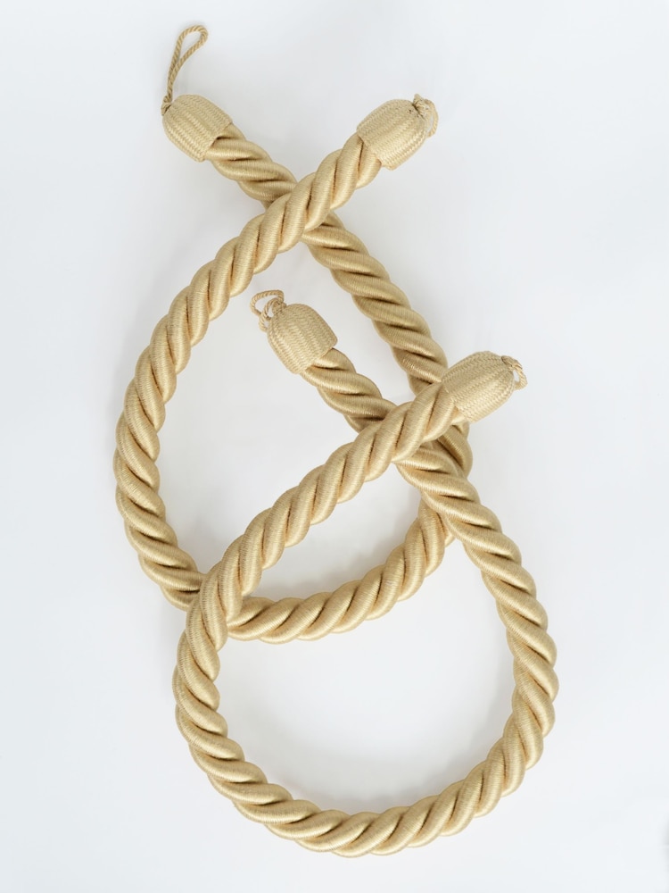Laura Ashley Gold 1 Pair of Rope Curtain Tiebacks - Image 2 of 3 Laura Ashley Gold 1 Pair of Rope Curtain Tiebacks - Image 2 of 3