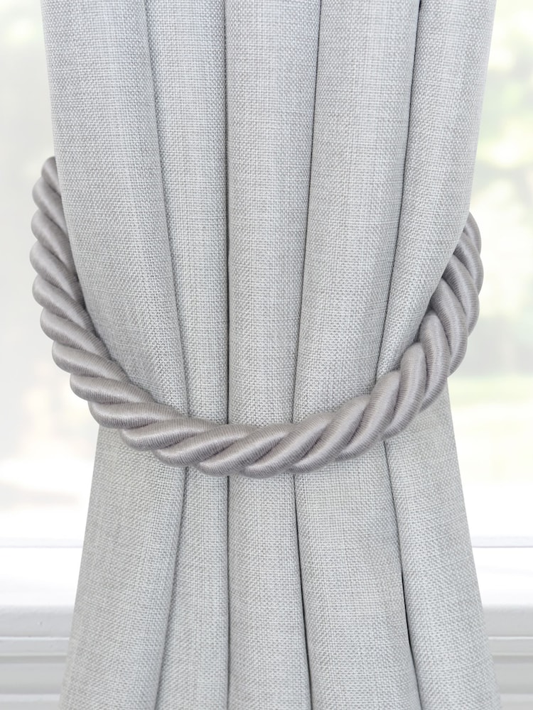 Laura Ashley Silver 1 Pair of Rope Curtain Tiebacks - Image 1 of 3