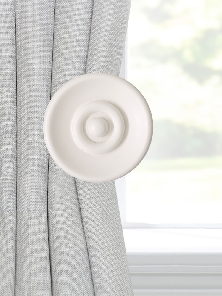 Laura Ashley White 1 Pair Wood Curtain Holdbacks - Image 1 of 2
