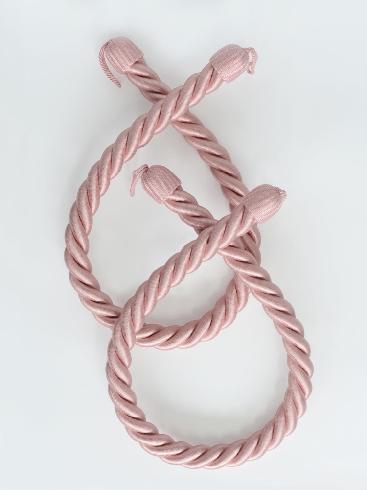 Laura Ashley Blush Pink 1 Pair of Rope Curtain Tiebacks - Image 2 of 3