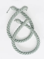 Laura Ashley Green 1 Pair of Rope Curtain Tiebacks - Image 2 of 3
