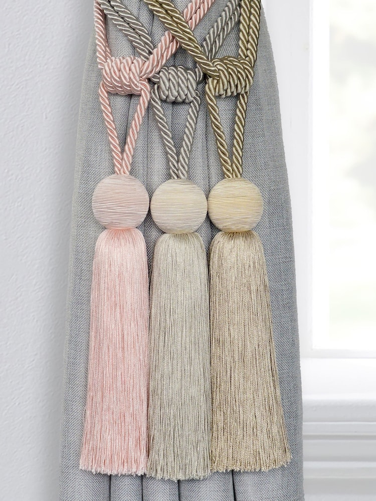 Laura Ashley Grey 1 Pair of Theodora Curtain Tiebacks - Image 2 of 3 Laura Ashley Grey 1 Pair of Theodora Curtain Tiebacks - Image 2 of 3