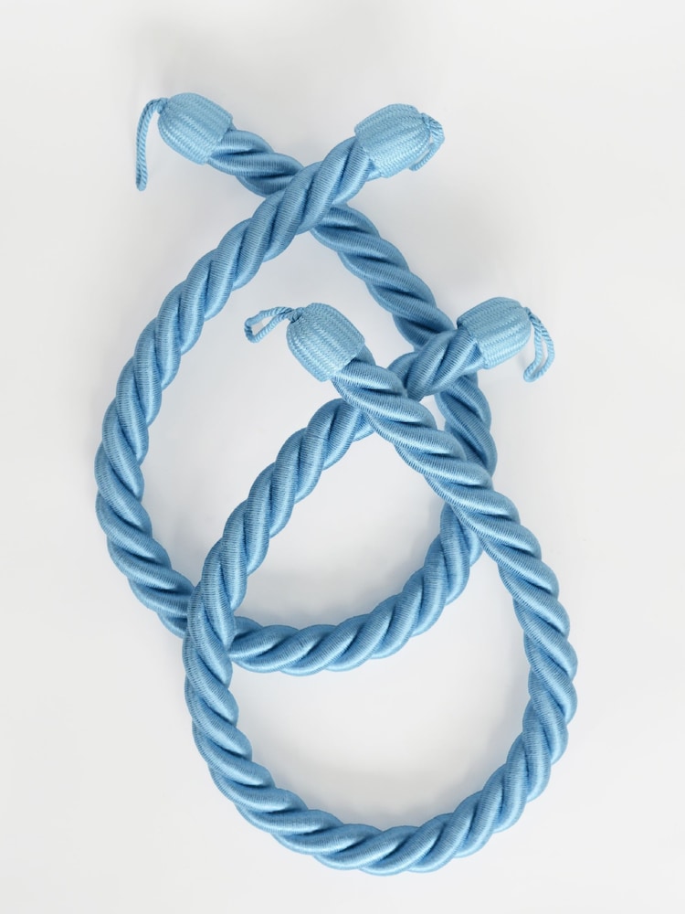 Laura Ashley Blue 1 Pair of Rope Curtain Tiebacks - Image 2 of 3 Laura Ashley Blue 1 Pair of Rope Curtain Tiebacks - Image 2 of 3