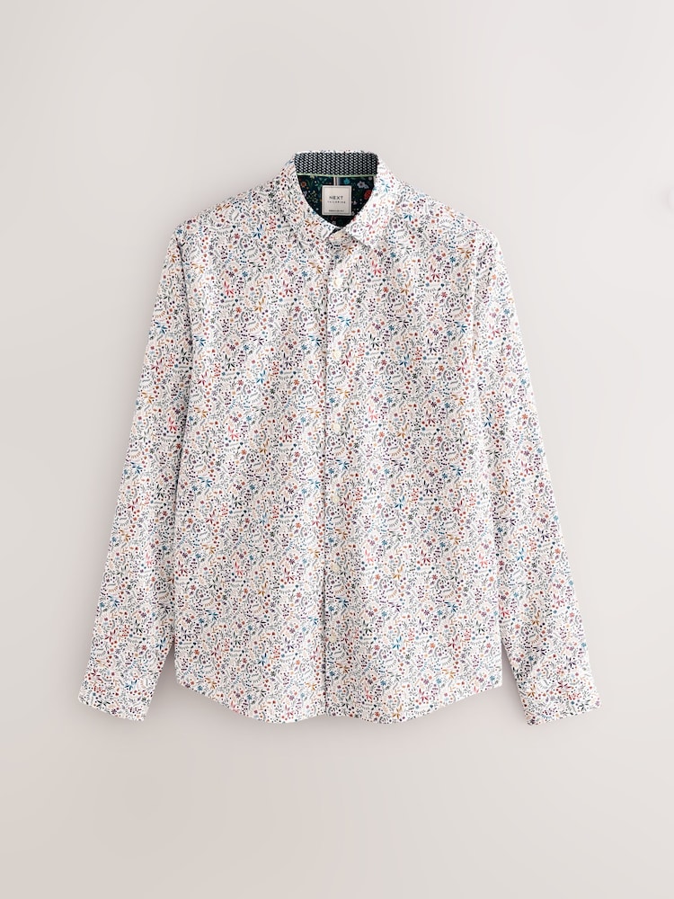 Multicolour Print Regular Fit 100% Cotton Single Cuff Formal Shirt - Image 1 of 3