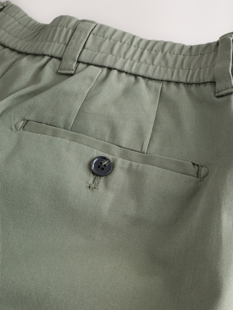 أخضر فاتح - بنطلون تشينو قطن أنيق قابل للتمدد ضيّق من أسفل بخصر مطاطي من الخلف تلبيس قياسي من N. Premium - صورة 10 من 10