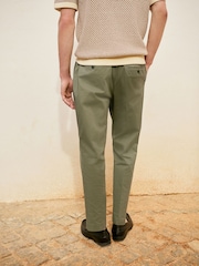 Sage Green Regular Tapered Fit Smart Cotton Chinos with Elasticated Back and Stretch - Image 3 of 5