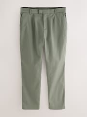 أخضر فاتح - بنطلون تشينو قطن أنيق قابل للتمدد ضيّق من أسفل بخصر مطاطي من الخلف تلبيس قياسي من N. Premium - صورة 6 من 10