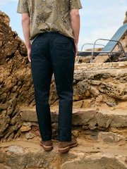 Navy Regular Tapered Fit Smart Cotton Chinos with Elasticated Back and Stretch - Image 16 of 16