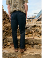 Navy Regular Tapered Fit Smart Cotton Chinos with Elasticated Back and Stretch - Image 1 of 16