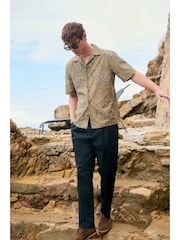 Navy Regular Tapered Fit Smart Cotton Chinos with Elasticated Back and Stretch - Image 4 of 16