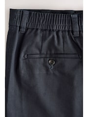 Navy Regular Tapered Fit Smart Cotton Chinos with Elasticated Back and Stretch - Image 8 of 16
