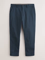 Navy Blue Slim Fit Smart Cotton Tencel Blend Chinos With Stretch - Image 1 of 5
