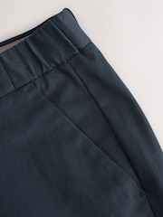 Navy Blue Slim Fit Smart Cotton Tencel Blend Chinos With Stretch - Image 2 of 5