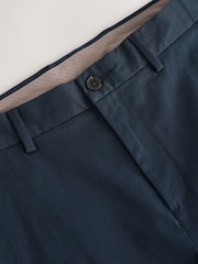 Navy Blue Slim Fit Smart Cotton Tencel Blend Chinos With Stretch - Image 3 of 5