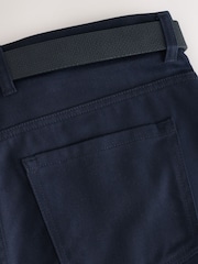 Navy Blue Straight Fit Smart Brushed Cotton TENCEL™ Lyocell Blend Chinos With Belt - Image 10 of 10
