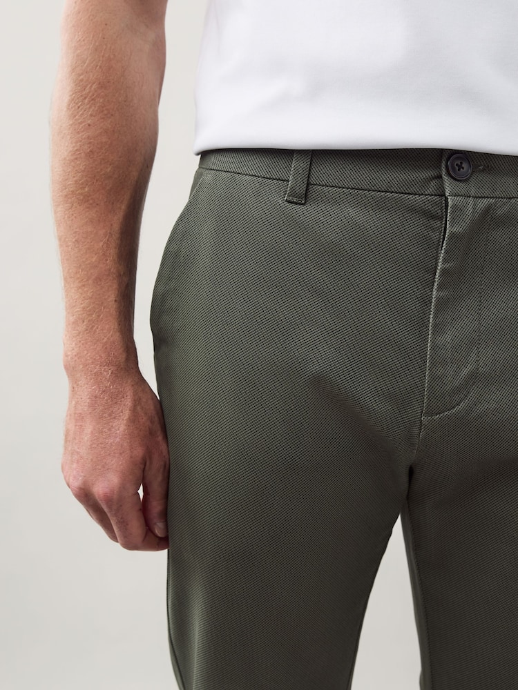 Green Slim Fit Stretch Printed Soft Touch Chino Trousers - Image 2 of 5 Green Slim Fit Stretch Printed Soft Touch Chino Trousers - Image 2 of 5