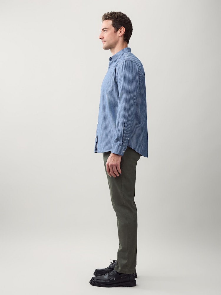 Green Slim Fit Stretch Printed Soft Touch Chino Trousers - Image 5 of 5