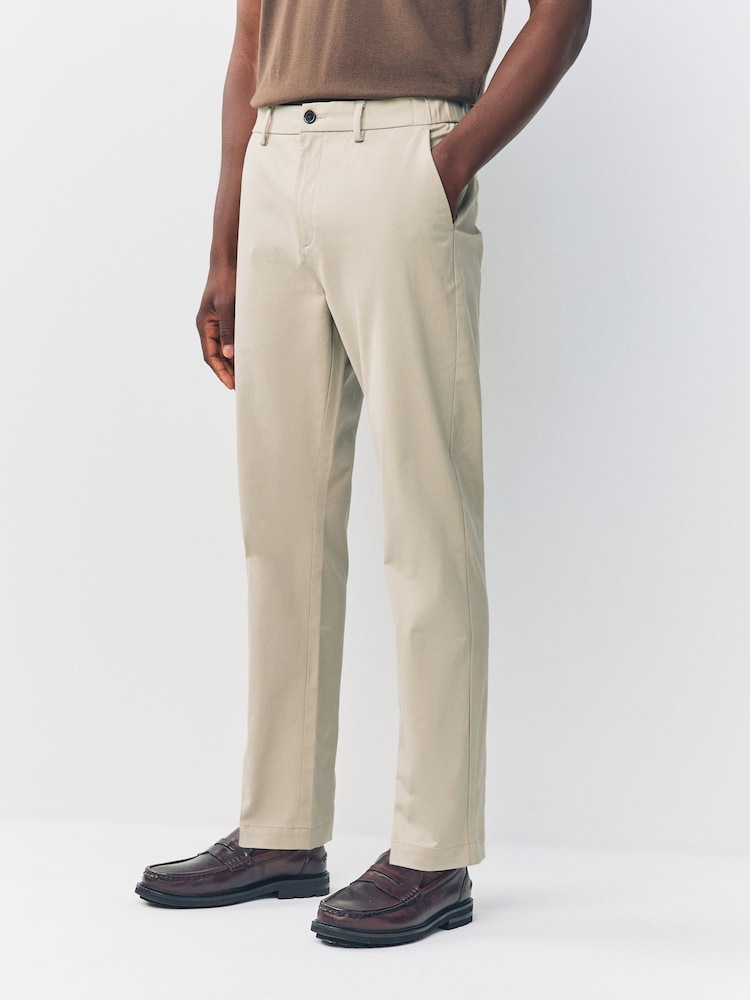 Stone Slim Fit Smart Cotton Tencel Blend Chinos With Stretch - Image 1 of 10
