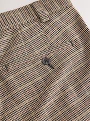 Marrón/amarillo - Pantalones de vestir de corte recto con plisado doble de cuadros - Imagen 5 de 5